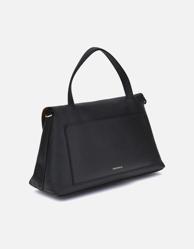 Nikla Medium Leather Shoulder Bag with Twist Lock Women - Black