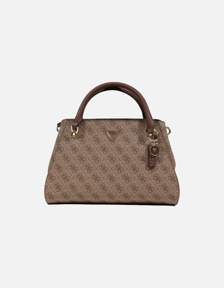 Printed Handbag with Shoulder Strap and Inside Pockets Women - Brown