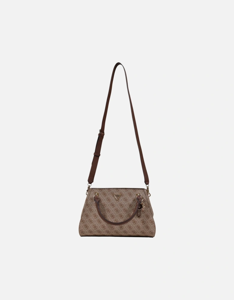 Printed Handbag with Shoulder Strap and Inside Pockets Women - Brown