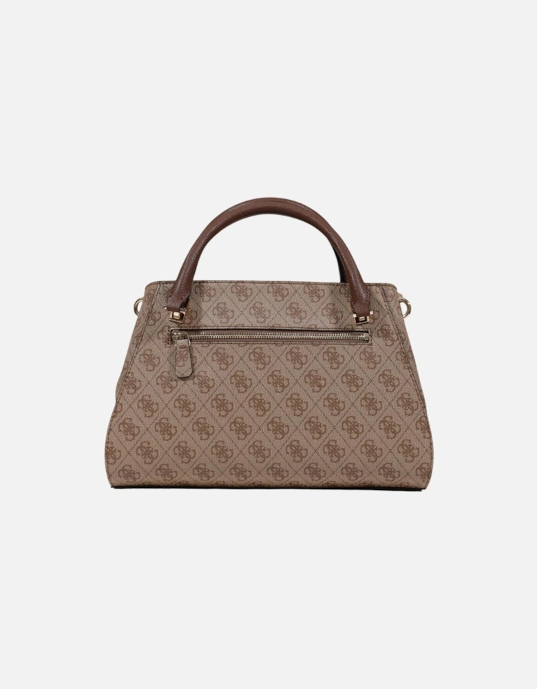 Printed Handbag with Shoulder Strap and Inside Pockets Women - Brown