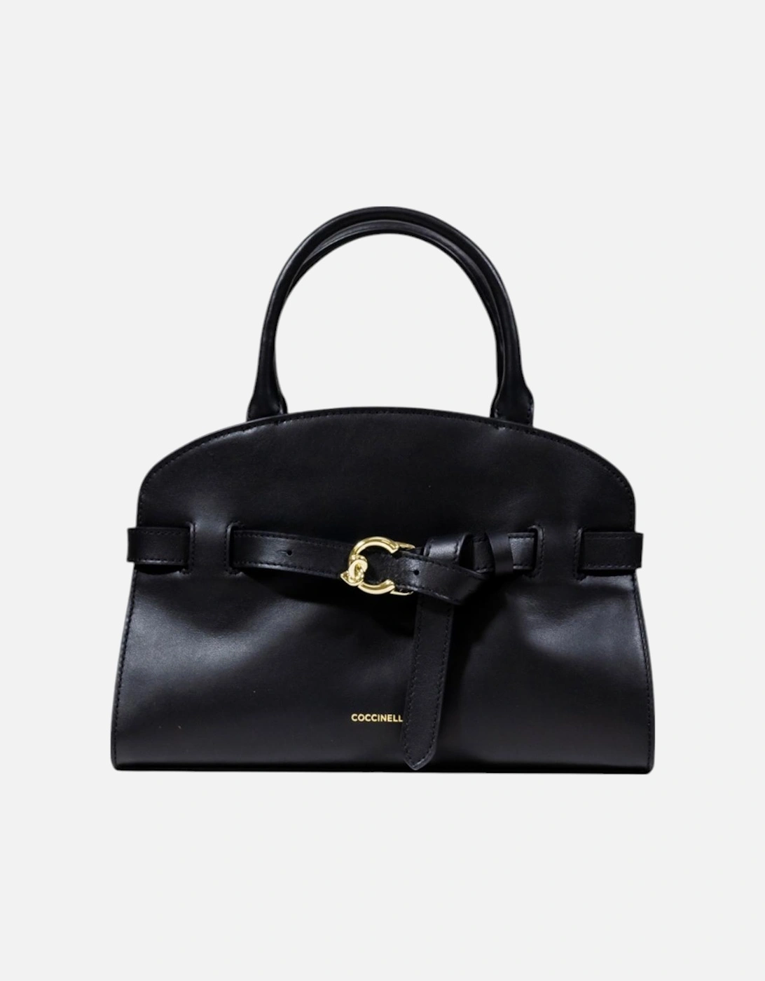 Leather Handbag with Shoulder Strap Women - Black Bags