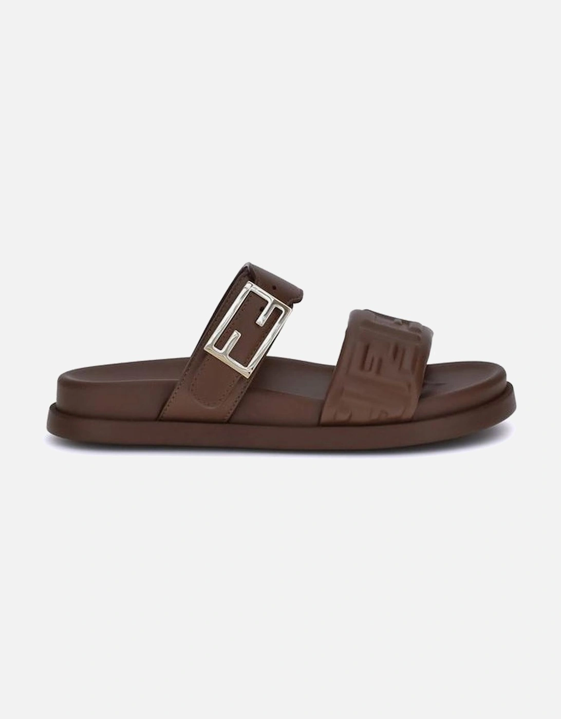 Leather Sandals with Embossed FF Detail Women - Brown, 5 of 4
