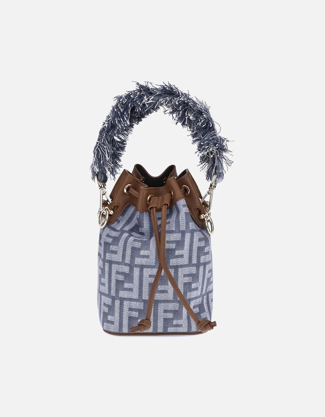 Denim-Effect Jacquard Bucket Bag with Calfskin Details Women - Light, 5 of 4