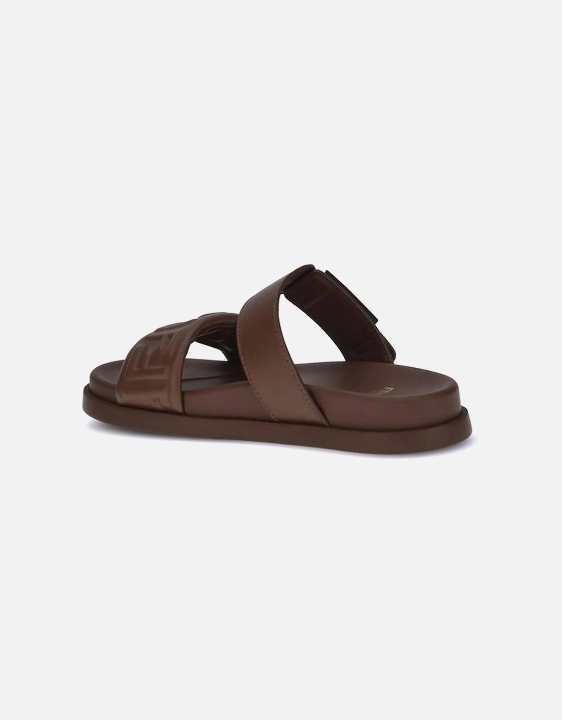 Leather Sandals with Embossed FF Detail Women - Brown