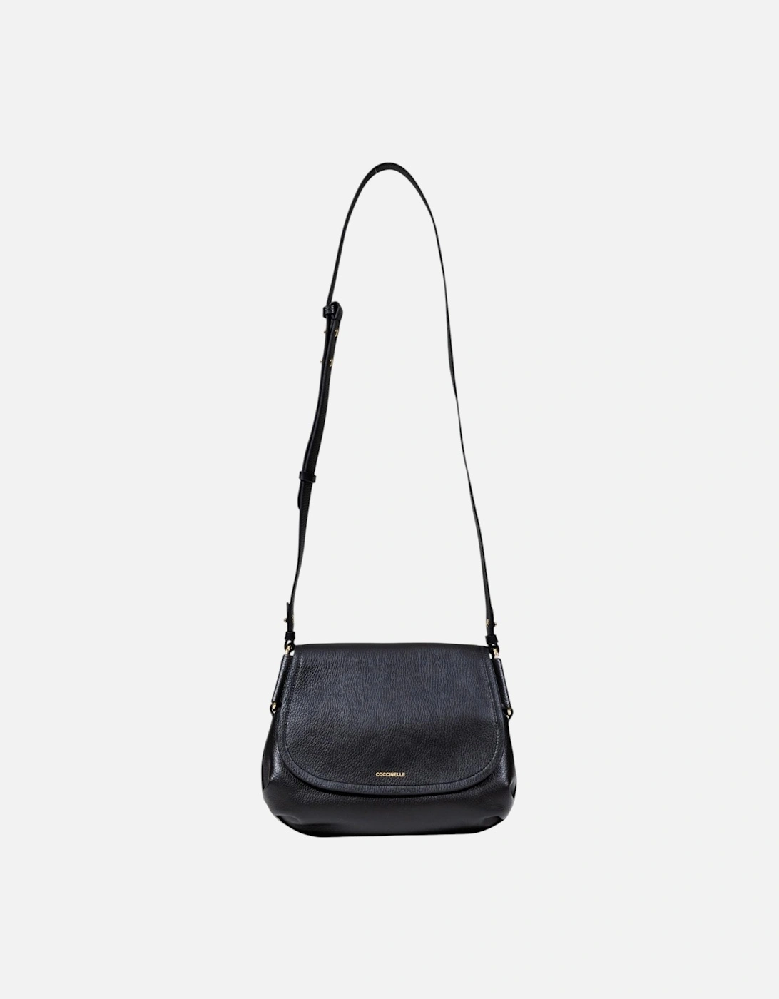 Leather Shoulder Bag with Button Closure Women - Black, 4 of 3