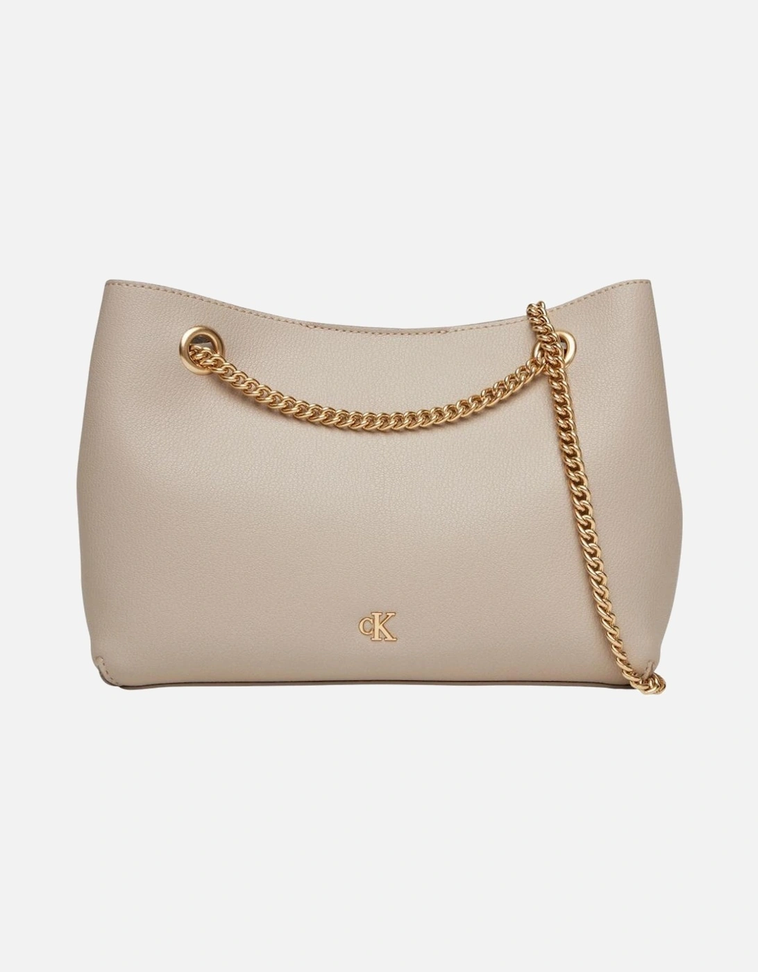 Automatic Button Shoulder Bag with Inside Pockets Women - Beige, 4 of 3