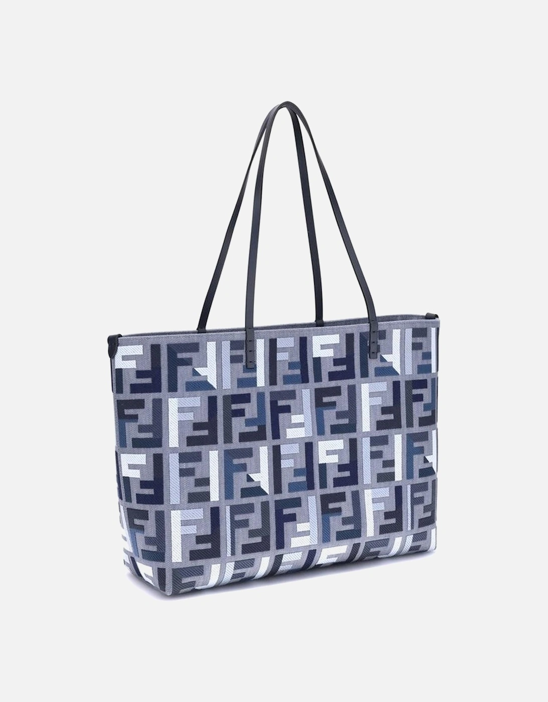 Large Canvas Tote Bag with FF Embroidery Women - Blue Shoulder Bags
