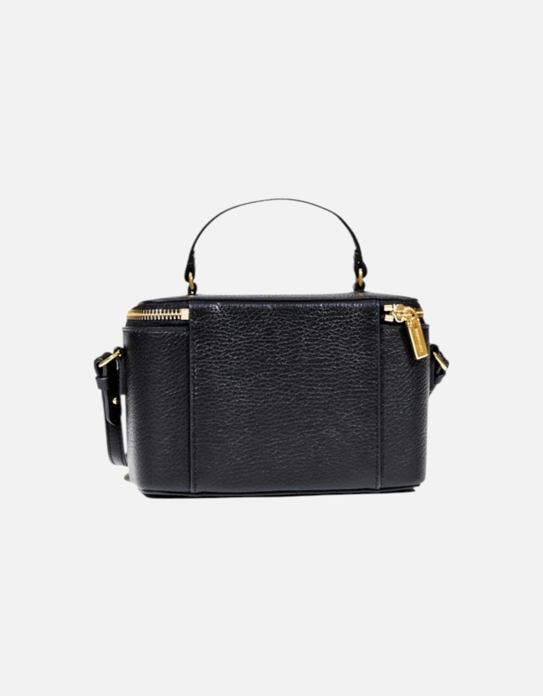 Leather Handbag with Shoulder Strap and Zip Fastening Women - Black