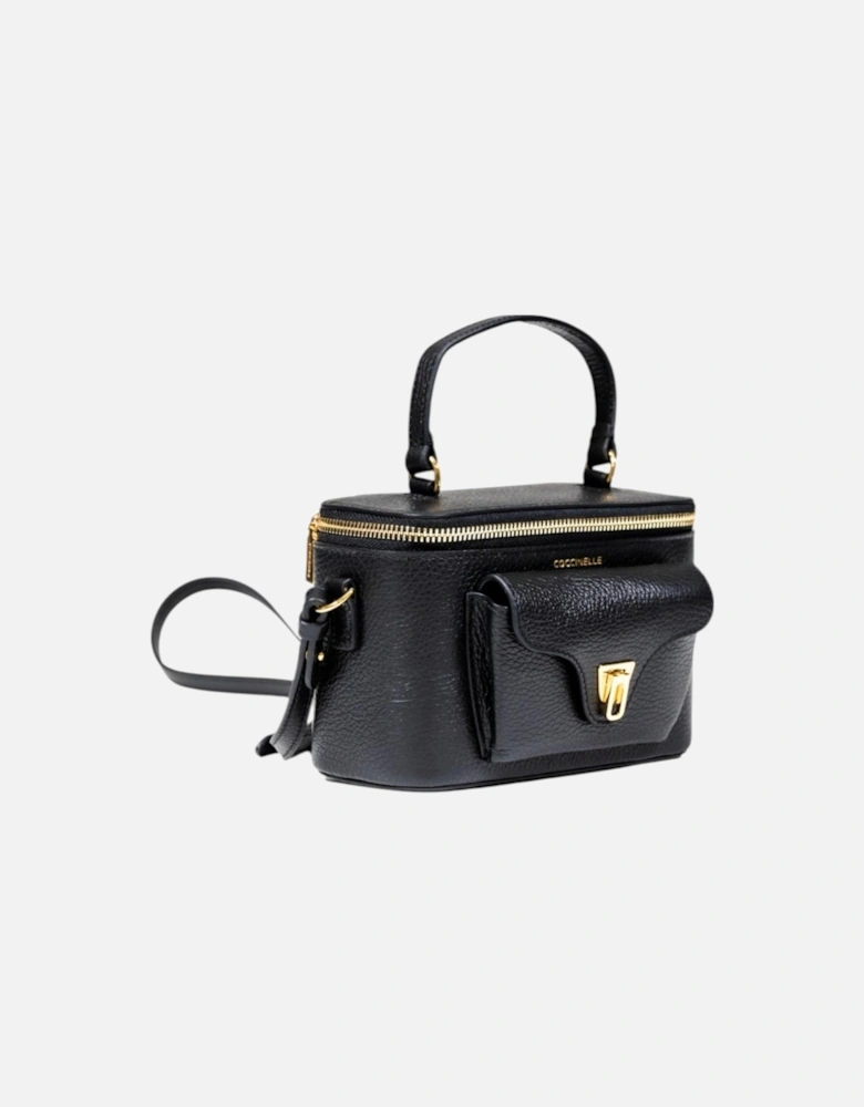 Leather Handbag with Shoulder Strap and Zip Fastening Women - Black
