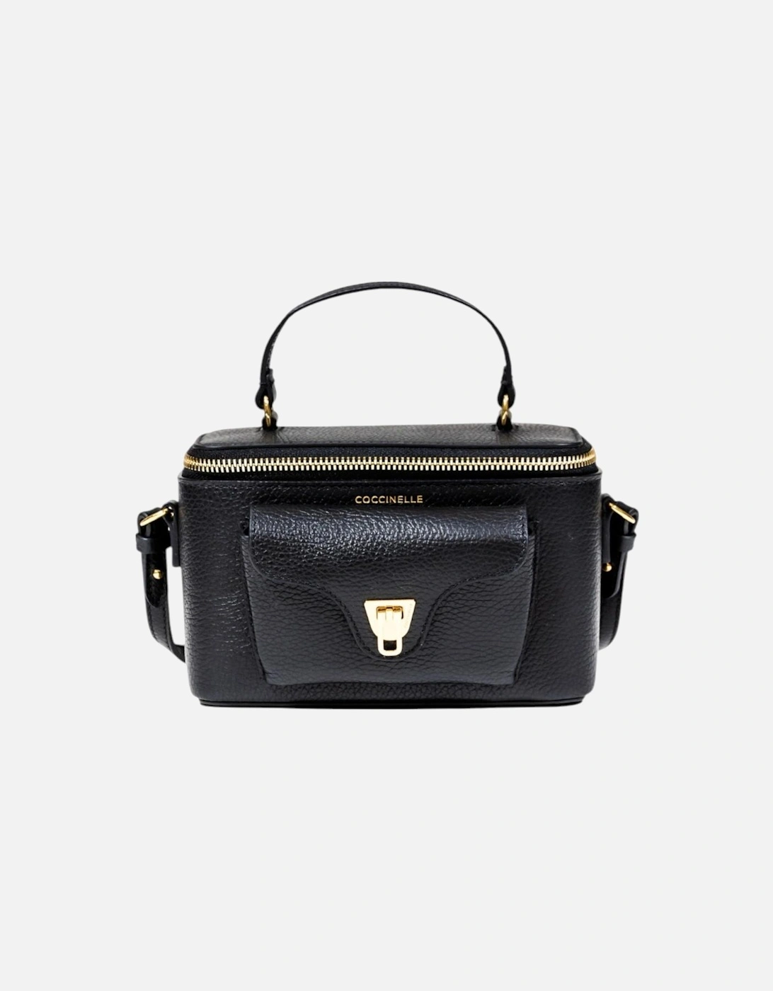 Leather Handbag with Shoulder Strap and Zip Fastening Women - Black, 4 of 3