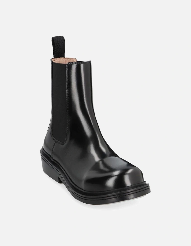 Calf Leather Ankle Boots with Elasticated Inserts Women - Black