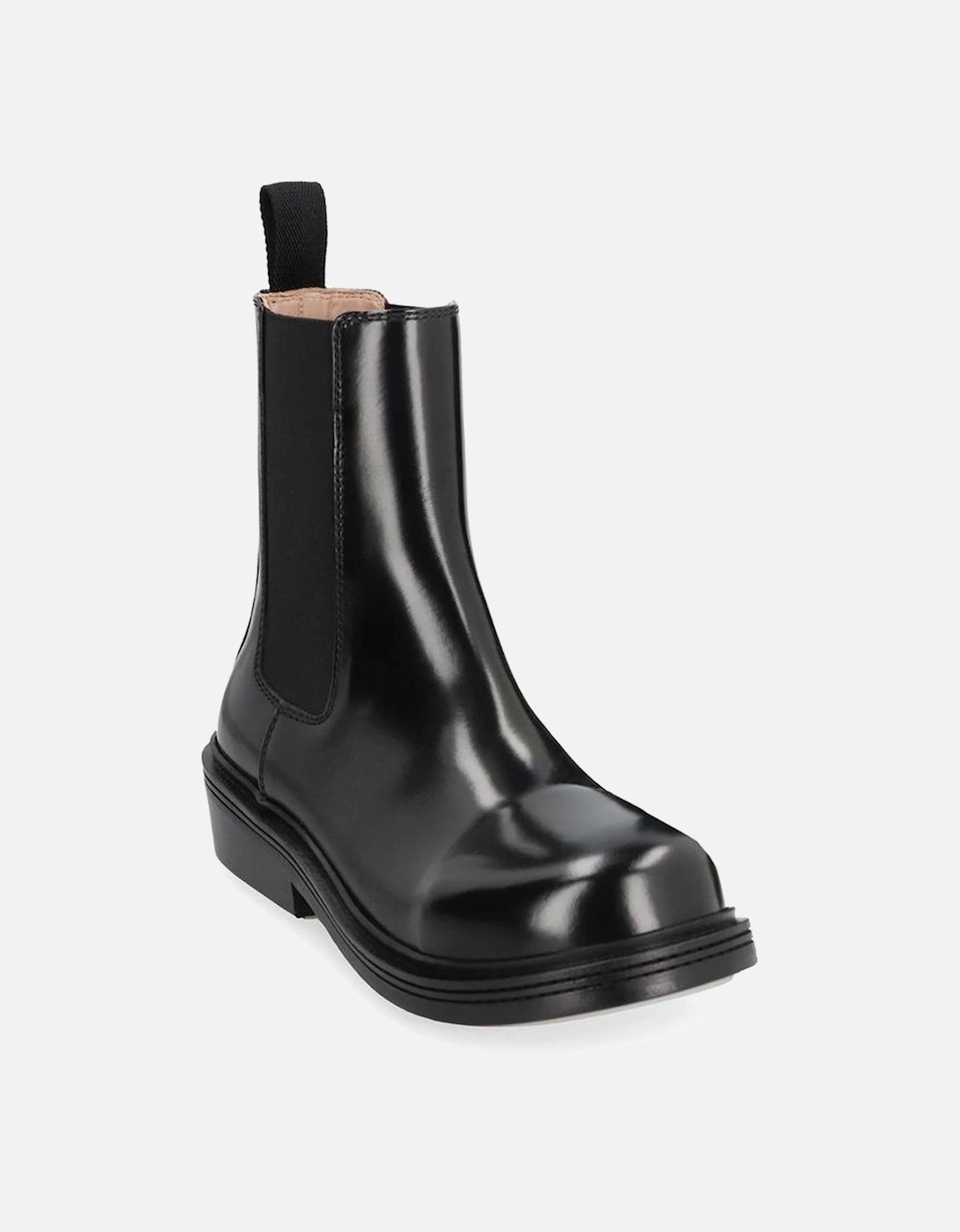 Calf Leather Ankle Boots with Elasticated Inserts Women - Black