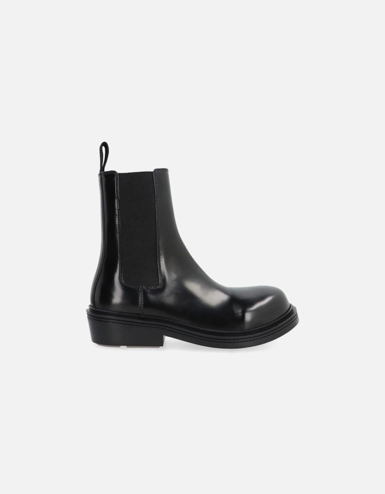 Calf Leather Ankle Boots with Elasticated Inserts Women - Black