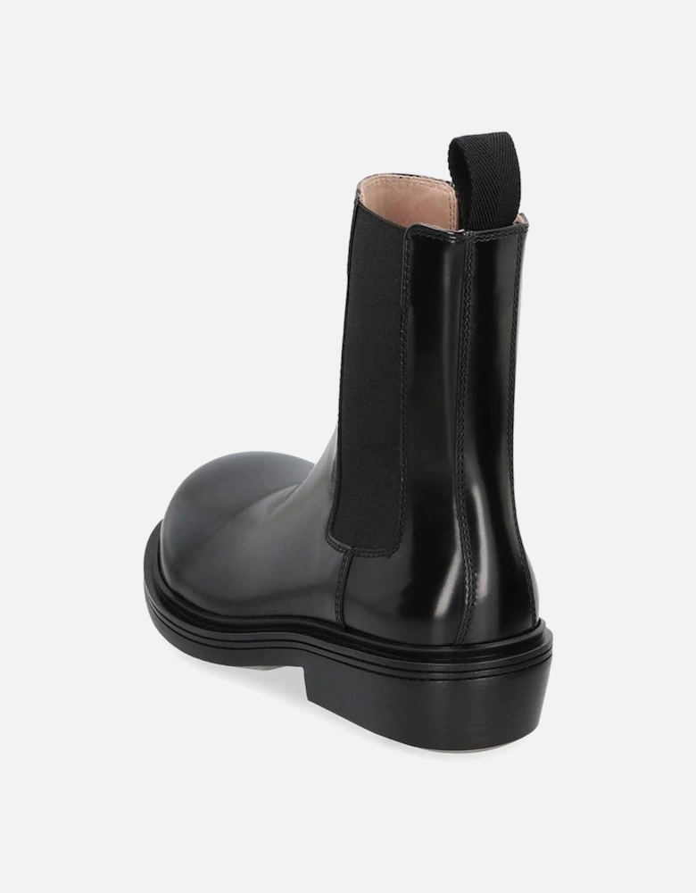 Calf Leather Ankle Boots with Elasticated Inserts Women - Black