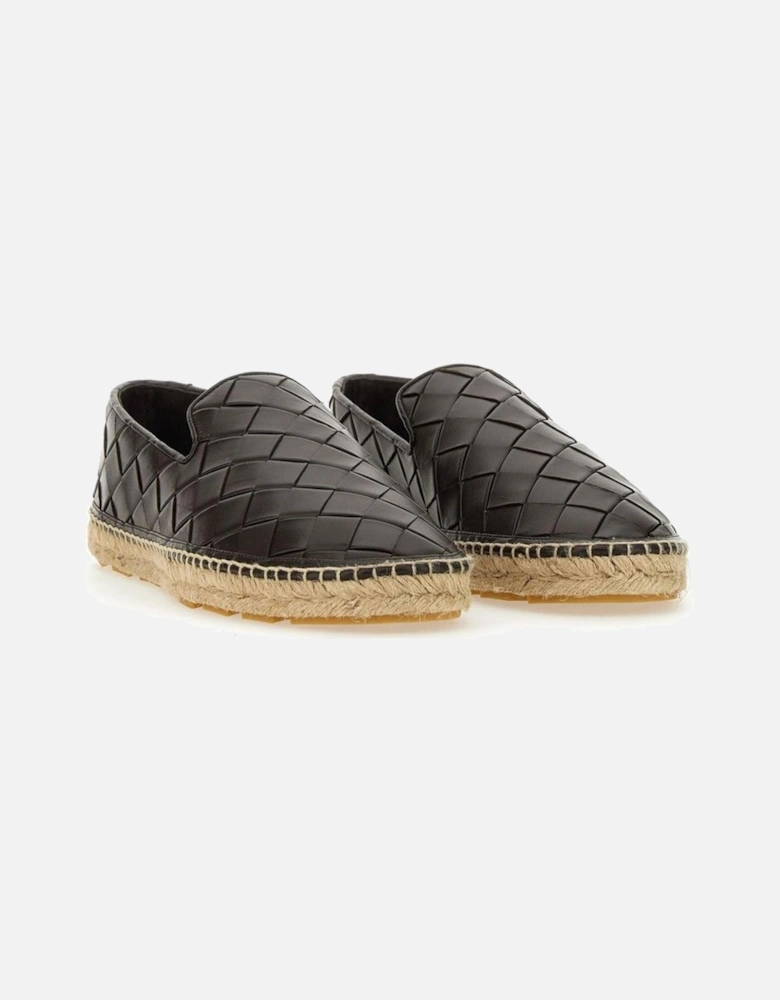 Intreccio Motif Calf Leather Slip-On Shoes Women - Brown