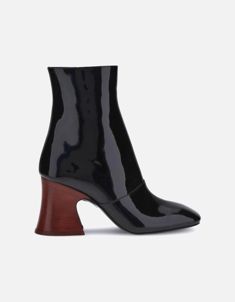 Patent Leather Ankle Boots with Sculptural Heel Women - Black