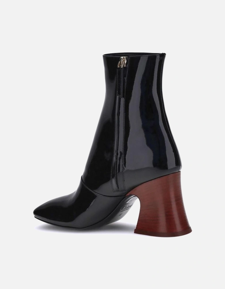 Patent Leather Ankle Boots with Sculptural Heel Women - Black