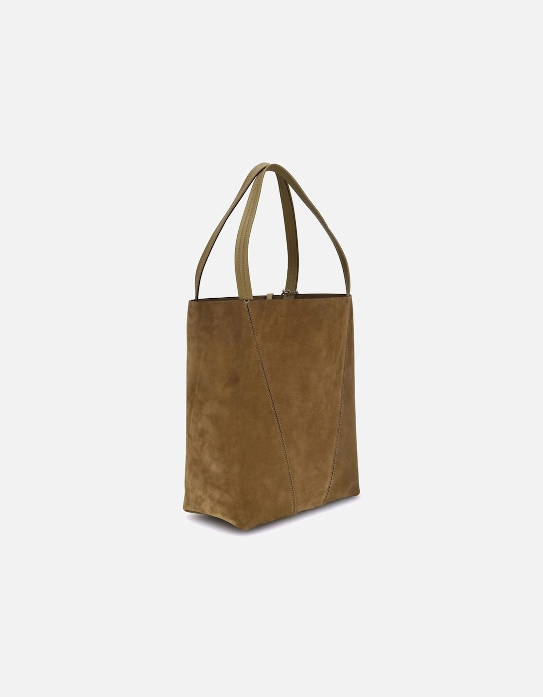 Suede Tote Bag with Pendant Chain Details Women - Brown Shoulder Bags