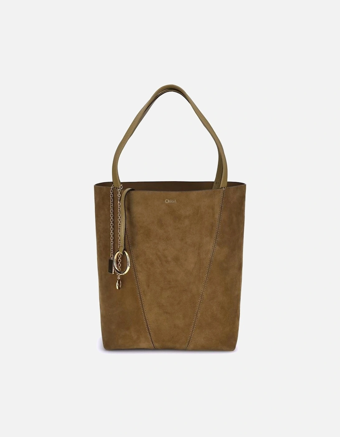 Suede Tote Bag with Pendant Chain Details Women - Brown Shoulder Bags, 5 of 4