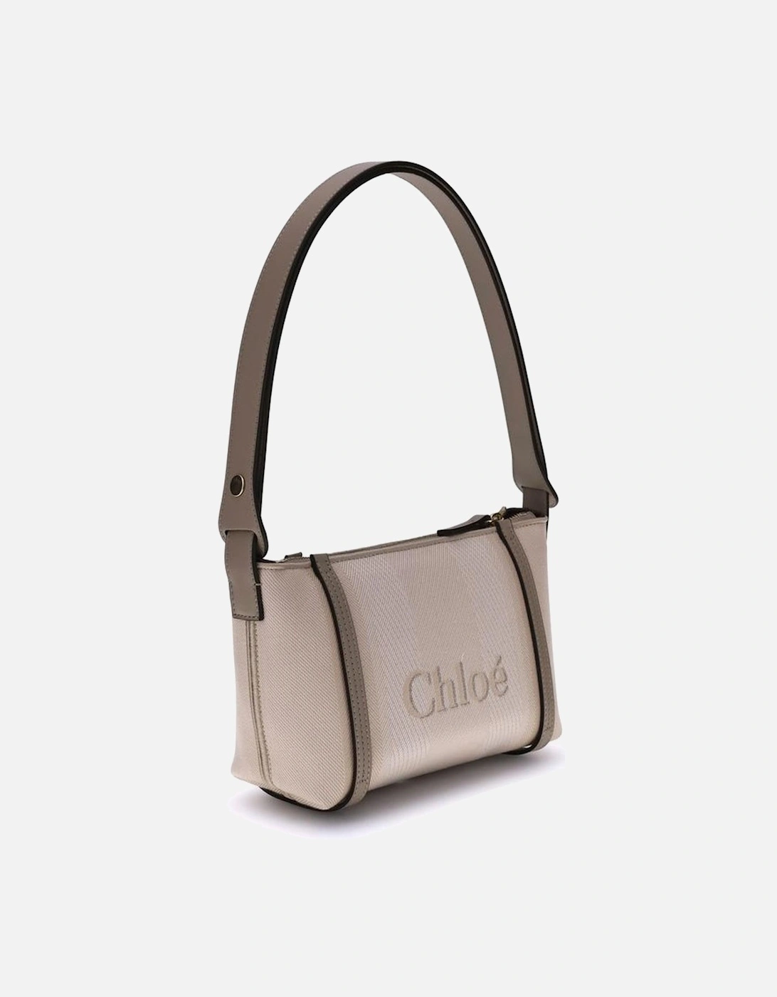 Cotton Carry Shoulder Bag with Leather Strap Women - Cream