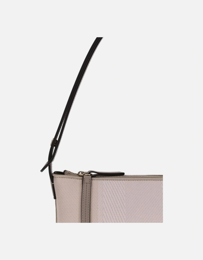 Cotton Carry Shoulder Bag with Leather Strap Women - Cream