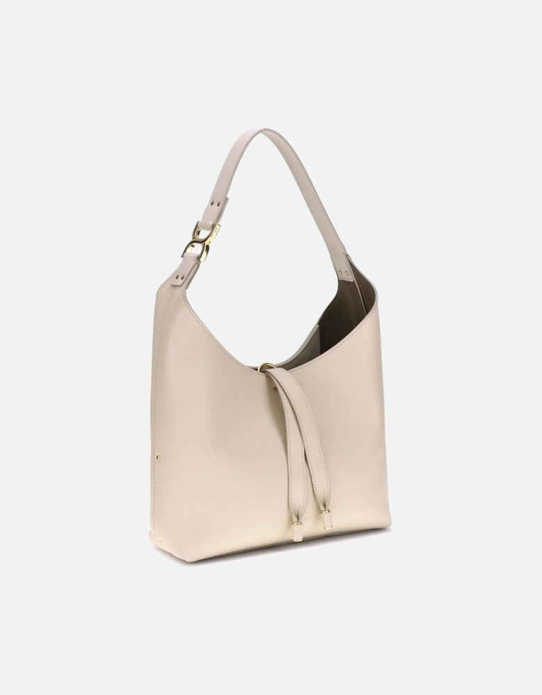 Leather Shoulder Bag with Tassel Detailing Women - Beige