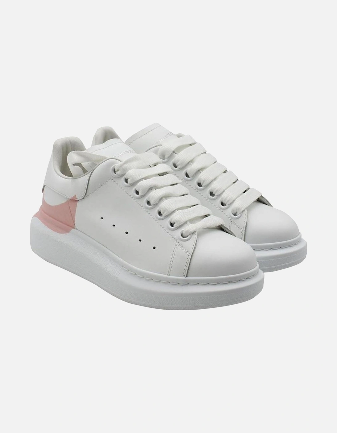 Perforated Leather Lace-Up Sneakers Women - White