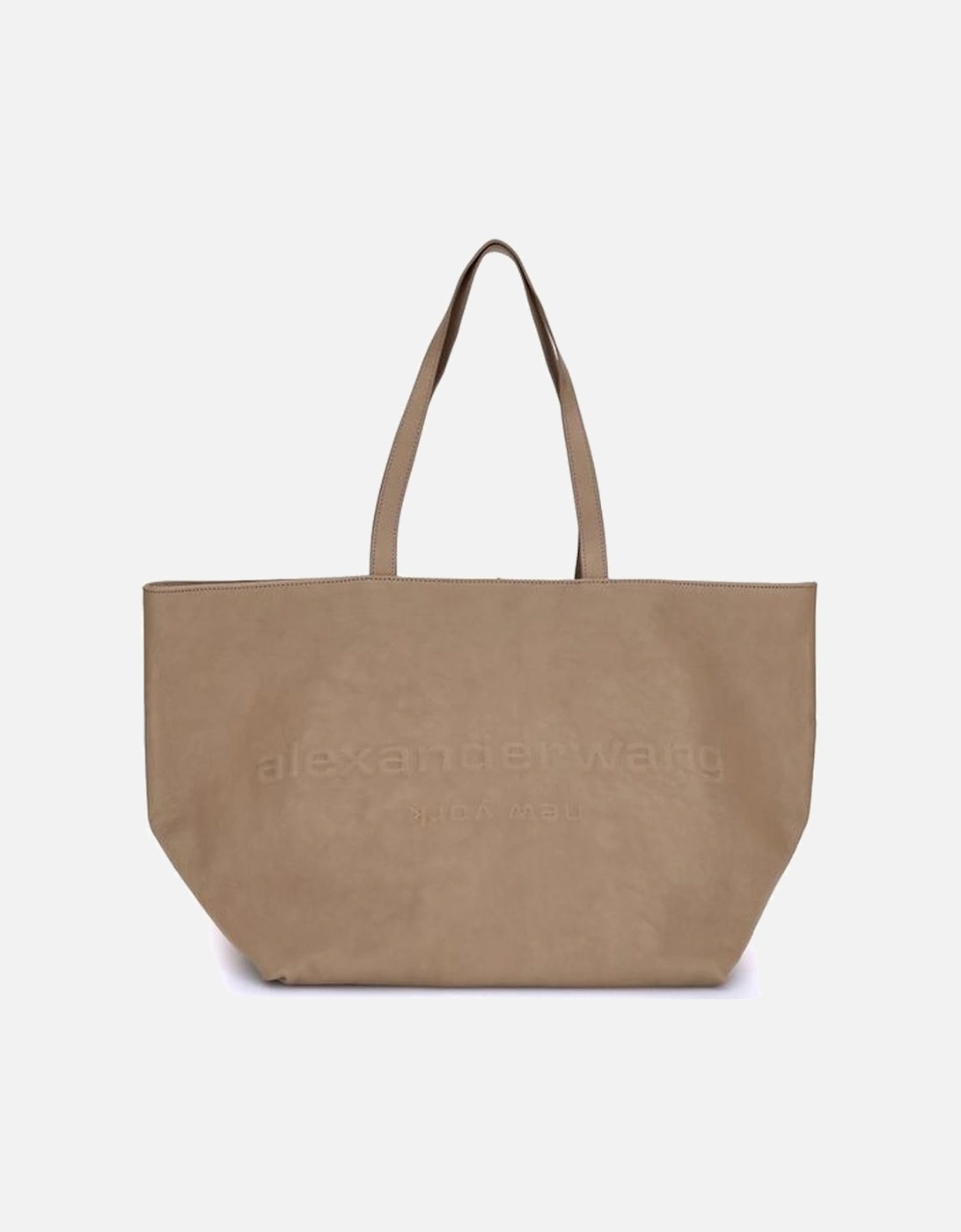 Minimalist Embossed Logo Punch Tote Bag Women - Beige Shoulder Bags, 5 of 4