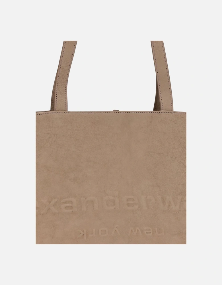 Minimalist Embossed Logo Punch Tote Bag Women - Beige Shoulder Bags