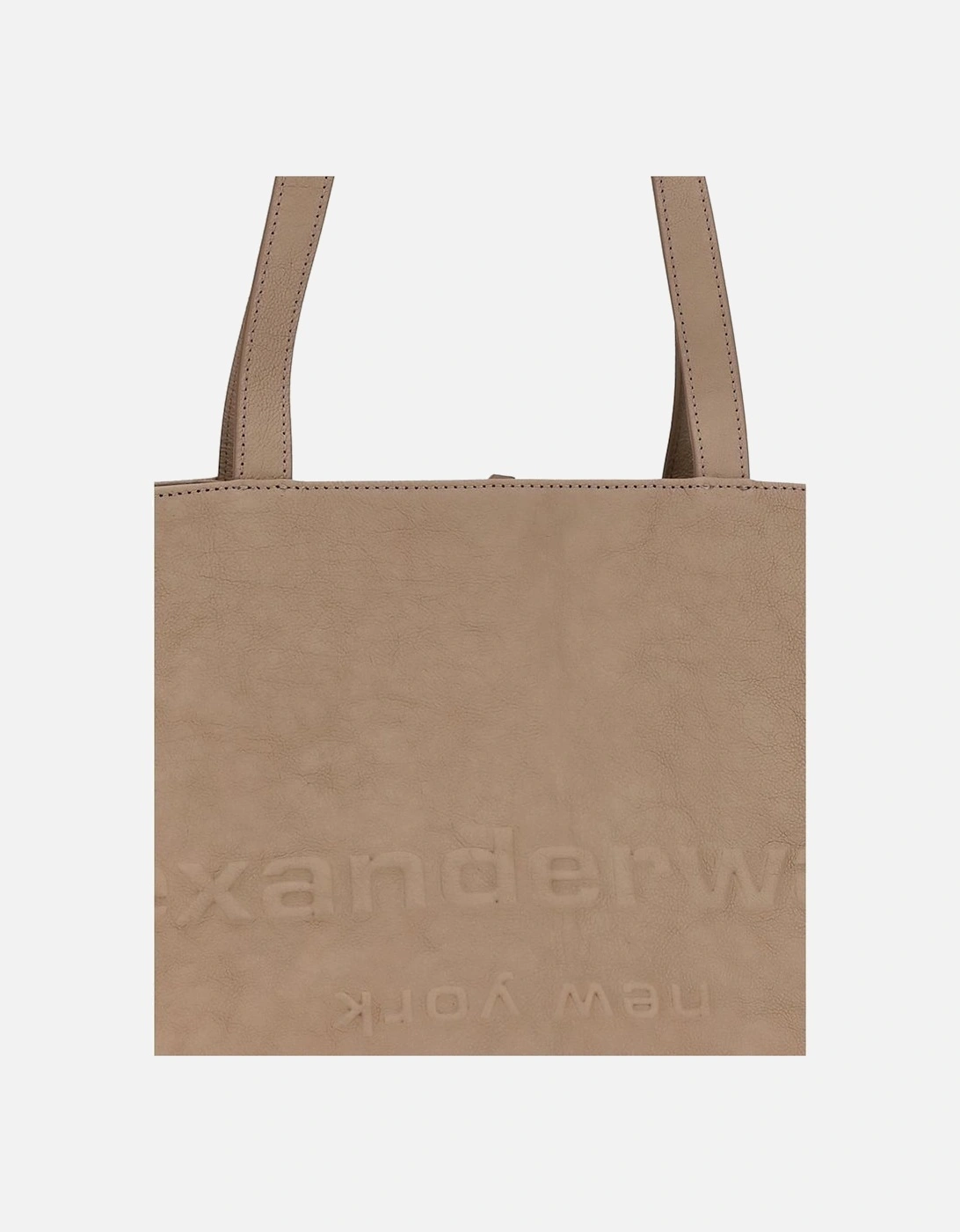 Minimalist Embossed Logo Punch Tote Bag Women - Beige Shoulder Bags