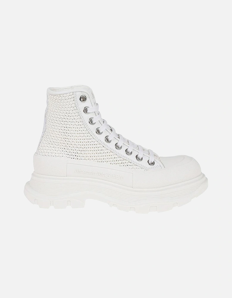 Raffia Lace-Up Sneakers with Oversized Sole Women - White