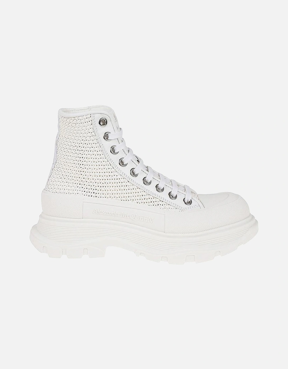 Raffia Lace-Up Sneakers with Oversized Sole Women - White, 5 of 4