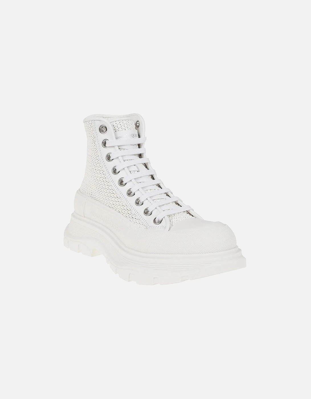 Raffia Lace-Up Sneakers with Oversized Sole Women - White