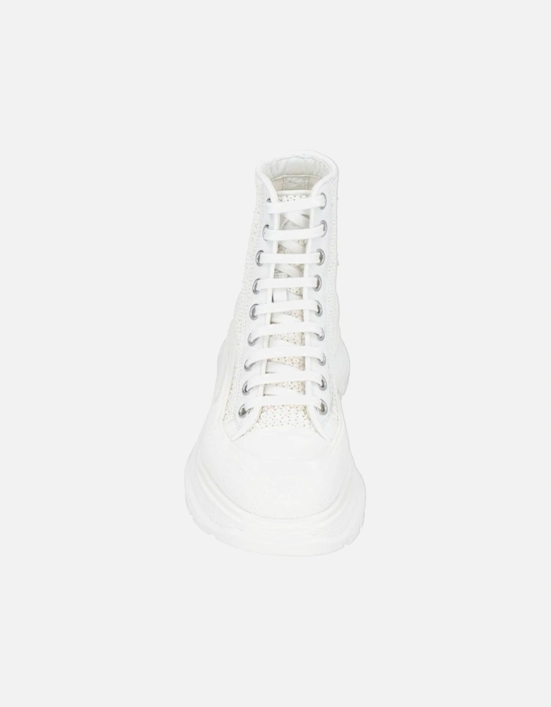 Raffia Lace-Up Sneakers with Oversized Sole Women - White