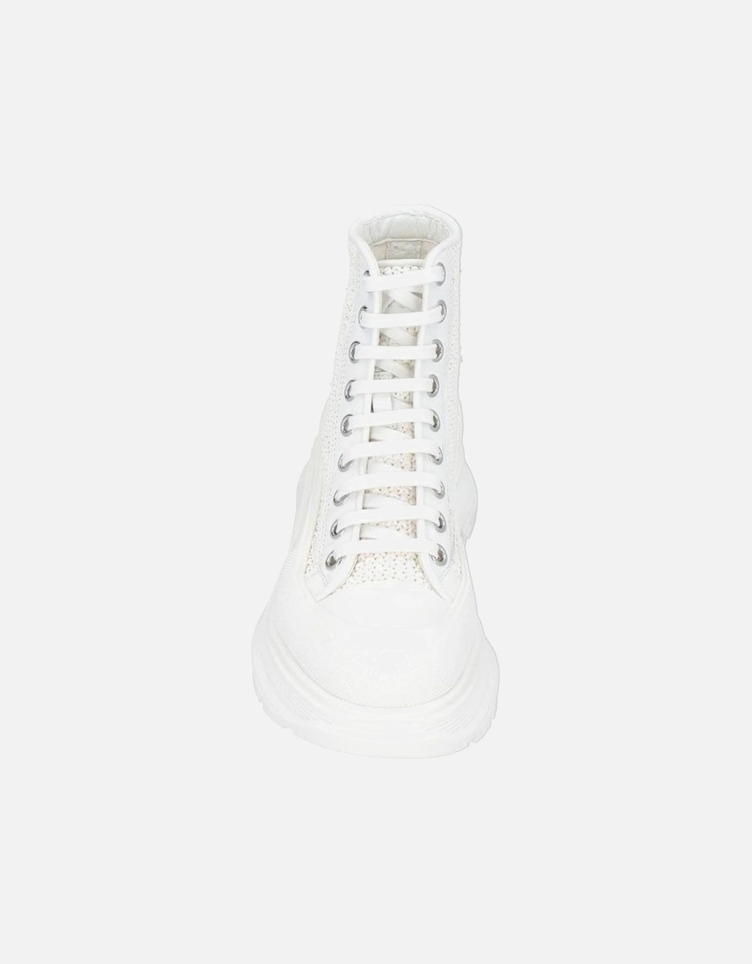Raffia Lace-Up Sneakers with Oversized Sole Women - White