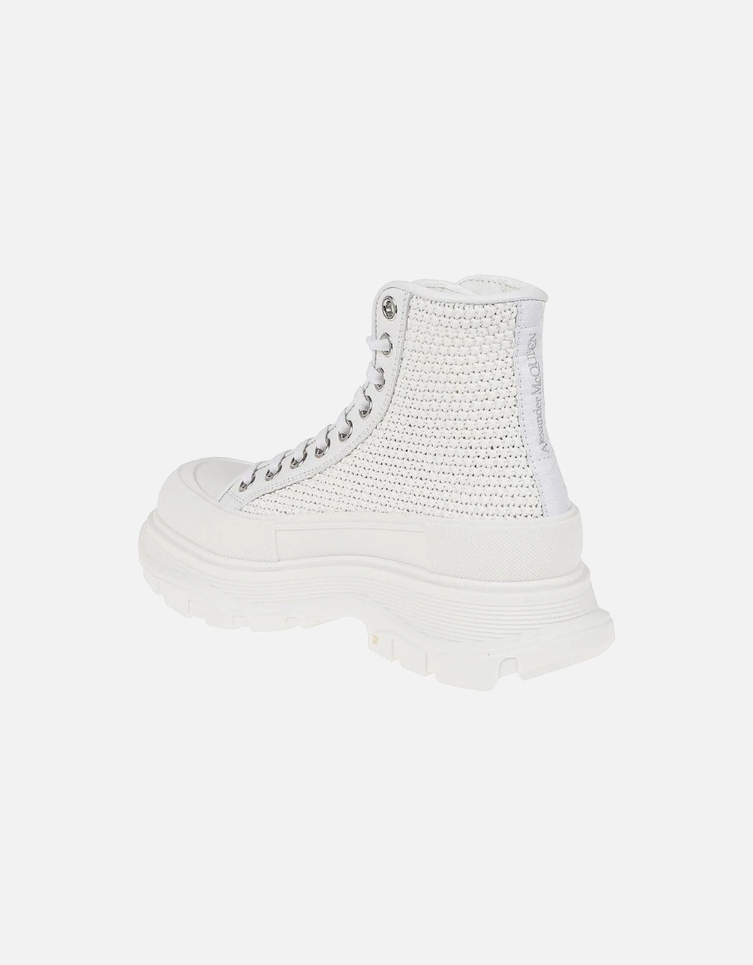 Raffia Lace-Up Sneakers with Oversized Sole Women - White