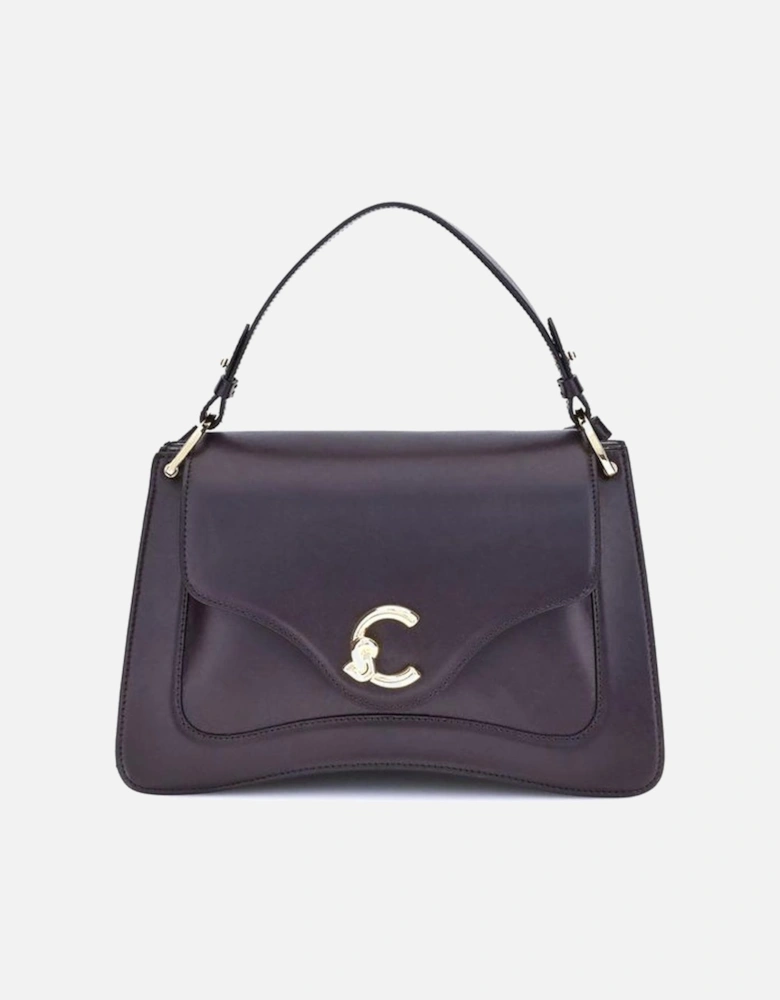 Medium Smooth Leather Handbag with Gold C-Me Logo Women - Purple