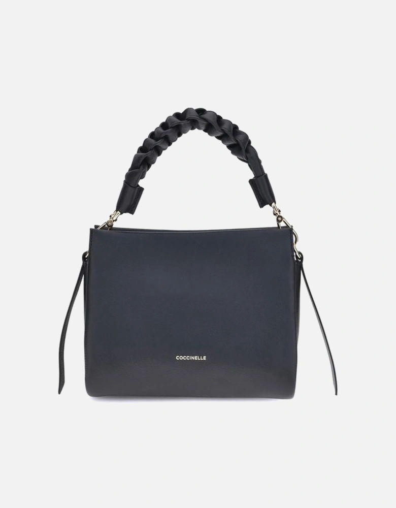 Boheme Leather Handbag with Braided Handle Women - Black