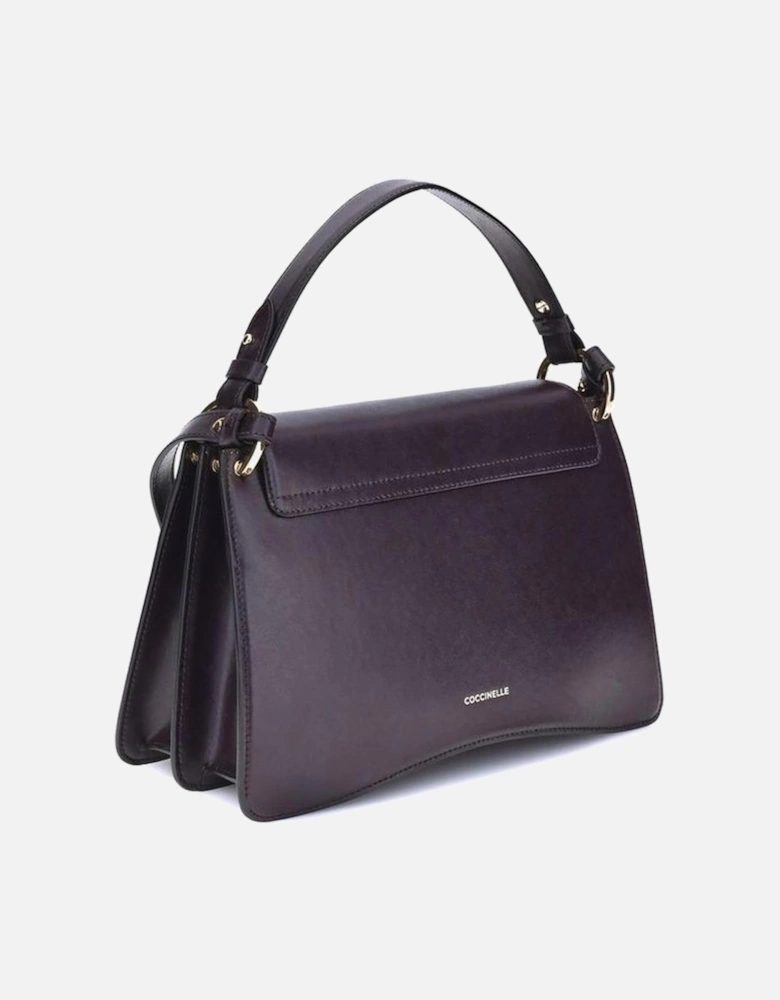 Medium Smooth Leather Handbag with Gold C-Me Logo Women - Purple