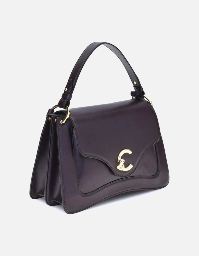 Medium Smooth Leather Handbag with Gold C-Me Logo Women - Purple