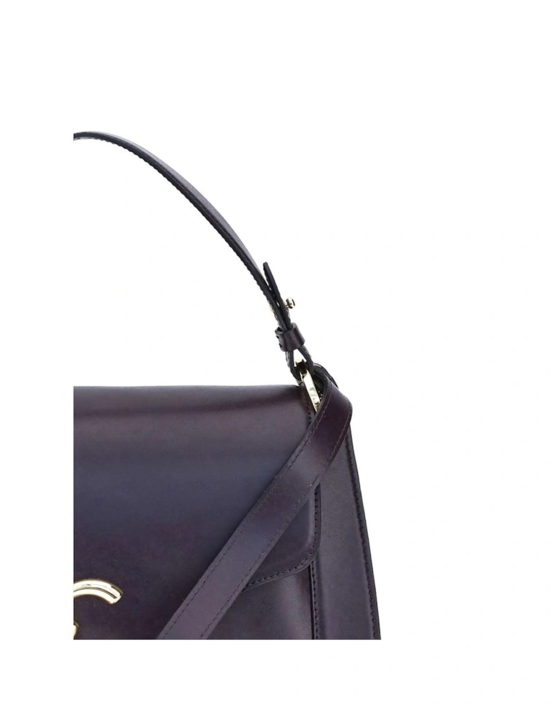 Medium Smooth Leather Handbag with Gold C-Me Logo Women - Purple