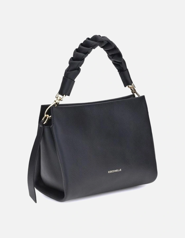 Boheme Leather Handbag with Braided Handle Women - Black