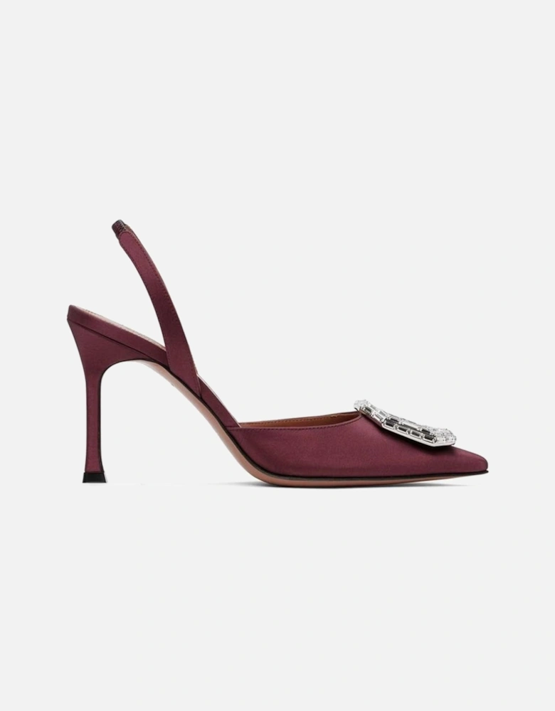 Silk Pointed Toe Heels with Crystal Detail Women - Red Pumps