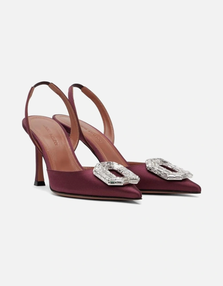 Silk Pointed Toe Heels with Crystal Detail Women - Red Pumps