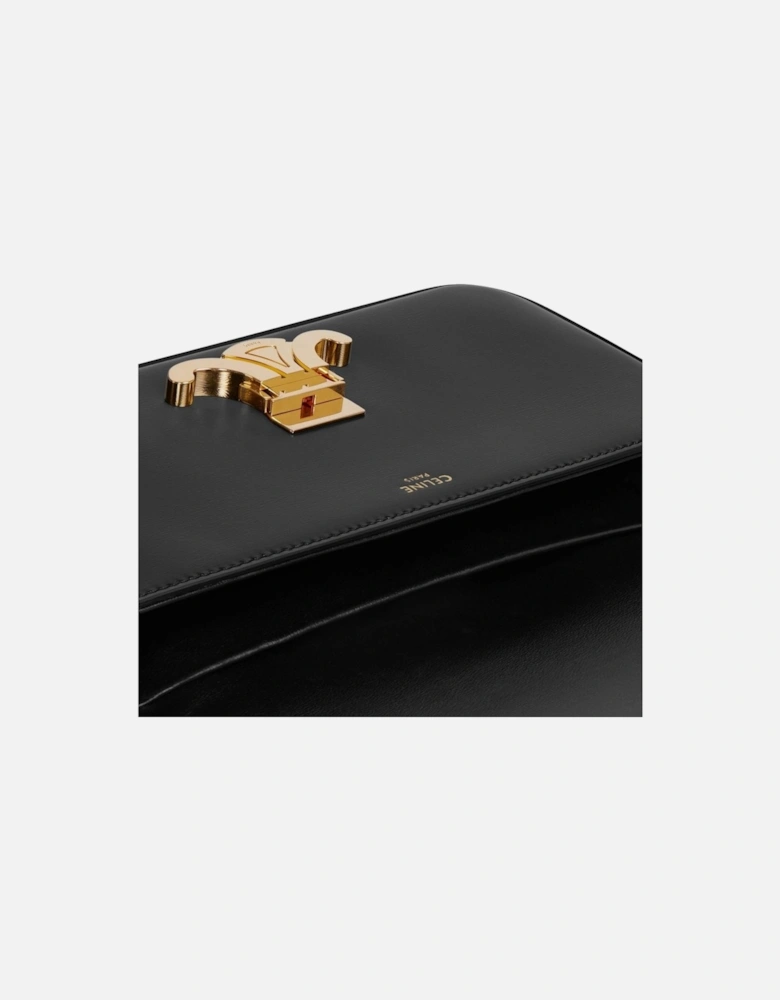 Calf Leather Shoulder Bag with Gold-Tone Hardware Women - Black