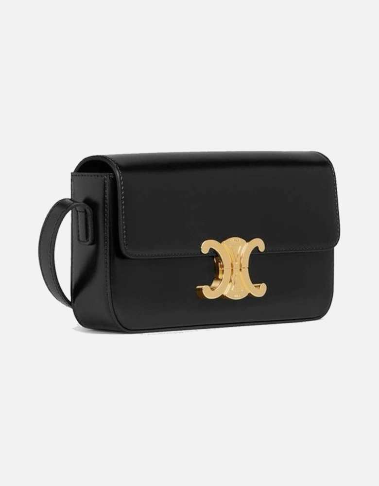 Calf Leather Shoulder Bag with Gold-Tone Hardware Women - Black
