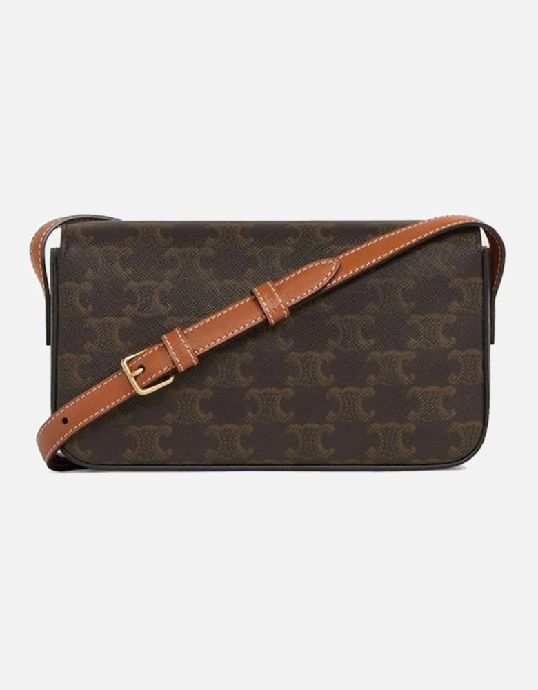 Calf Leather Shoulder Bag with Gold-Tone Closure Women - Brown