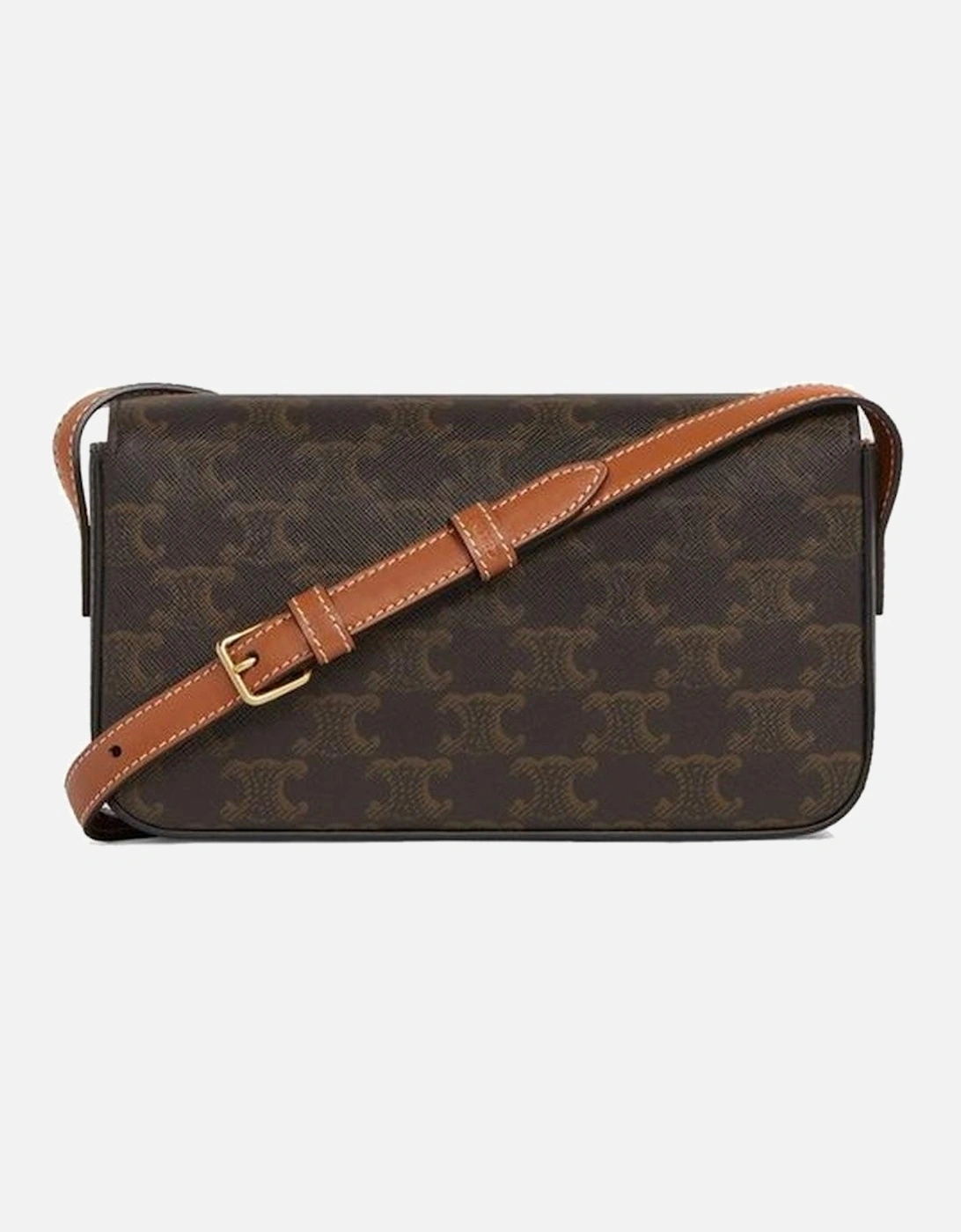 Calf Leather Shoulder Bag with Gold-Tone Closure Women - Brown