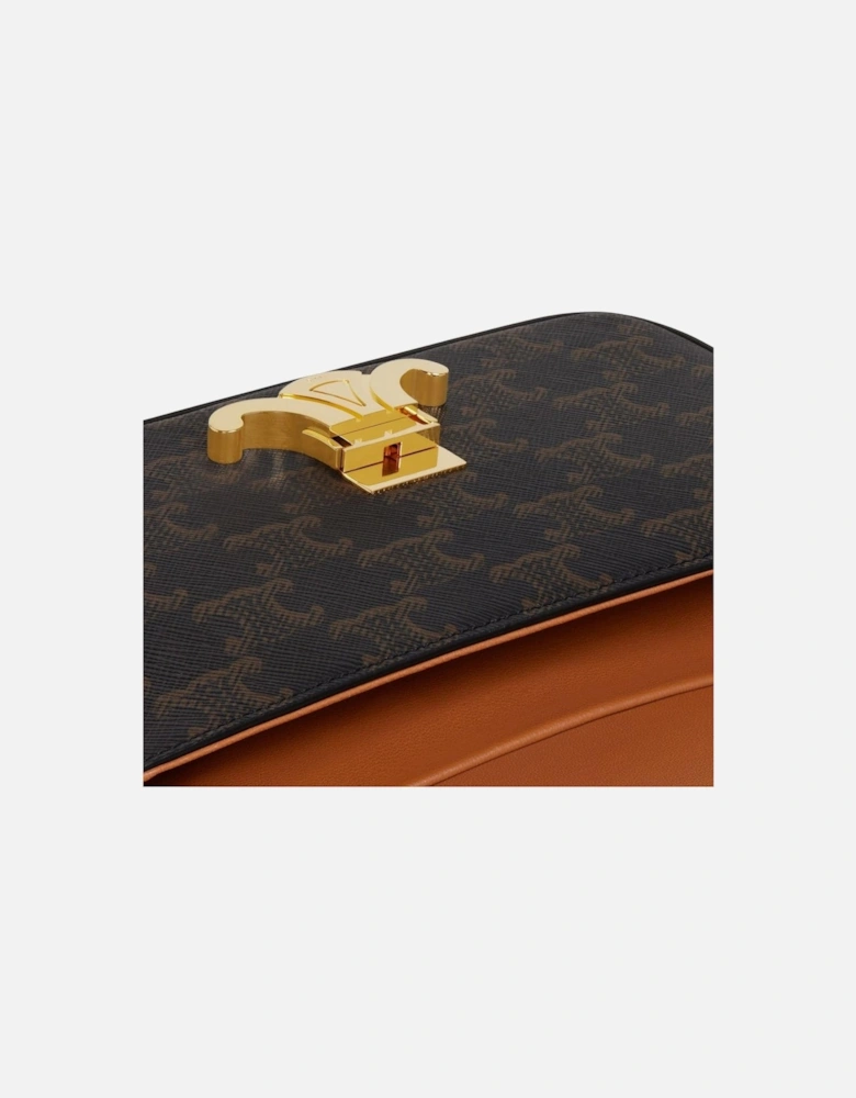 Calf Leather Shoulder Bag with Gold-Tone Closure Women - Brown