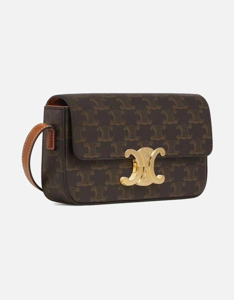 Calf Leather Shoulder Bag with Gold-Tone Closure Women - Brown
